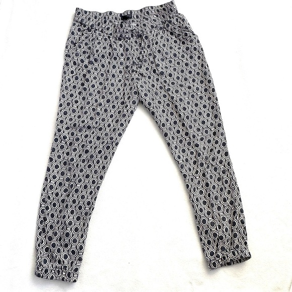Lucky Brand Blue and White Boho Patterned Casual Pull On Drawstring Pant… - Picture 1 of 5